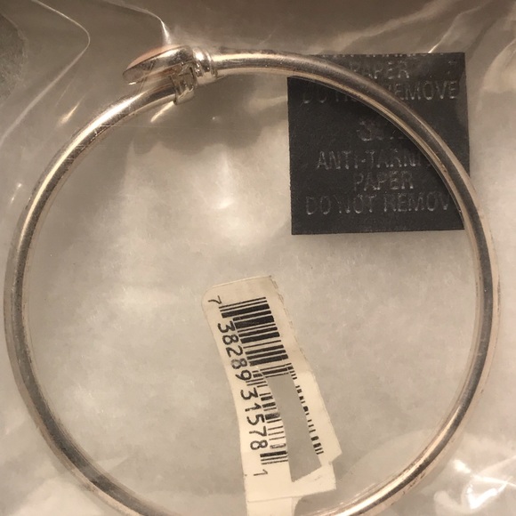 925 Sterling Silver Double Heart Bangle Bracelet - Picture 5 of 5